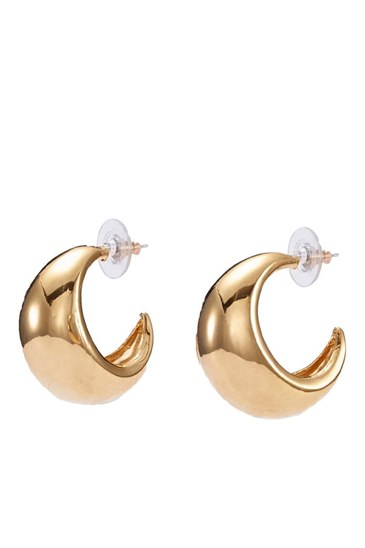 Glossy Dome Gold Hoop Earrings