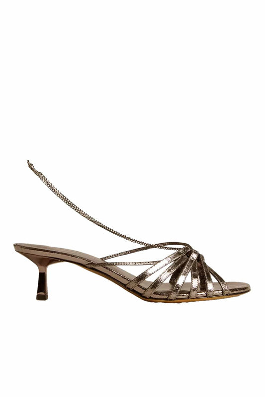 Nico Metallic Chain Leather Kitten Heel