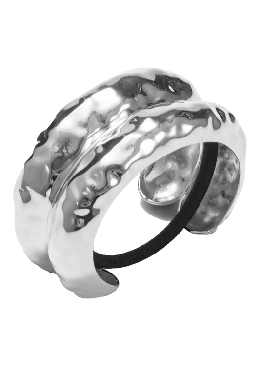 Hammered Double Arch Silver Pony Cuff