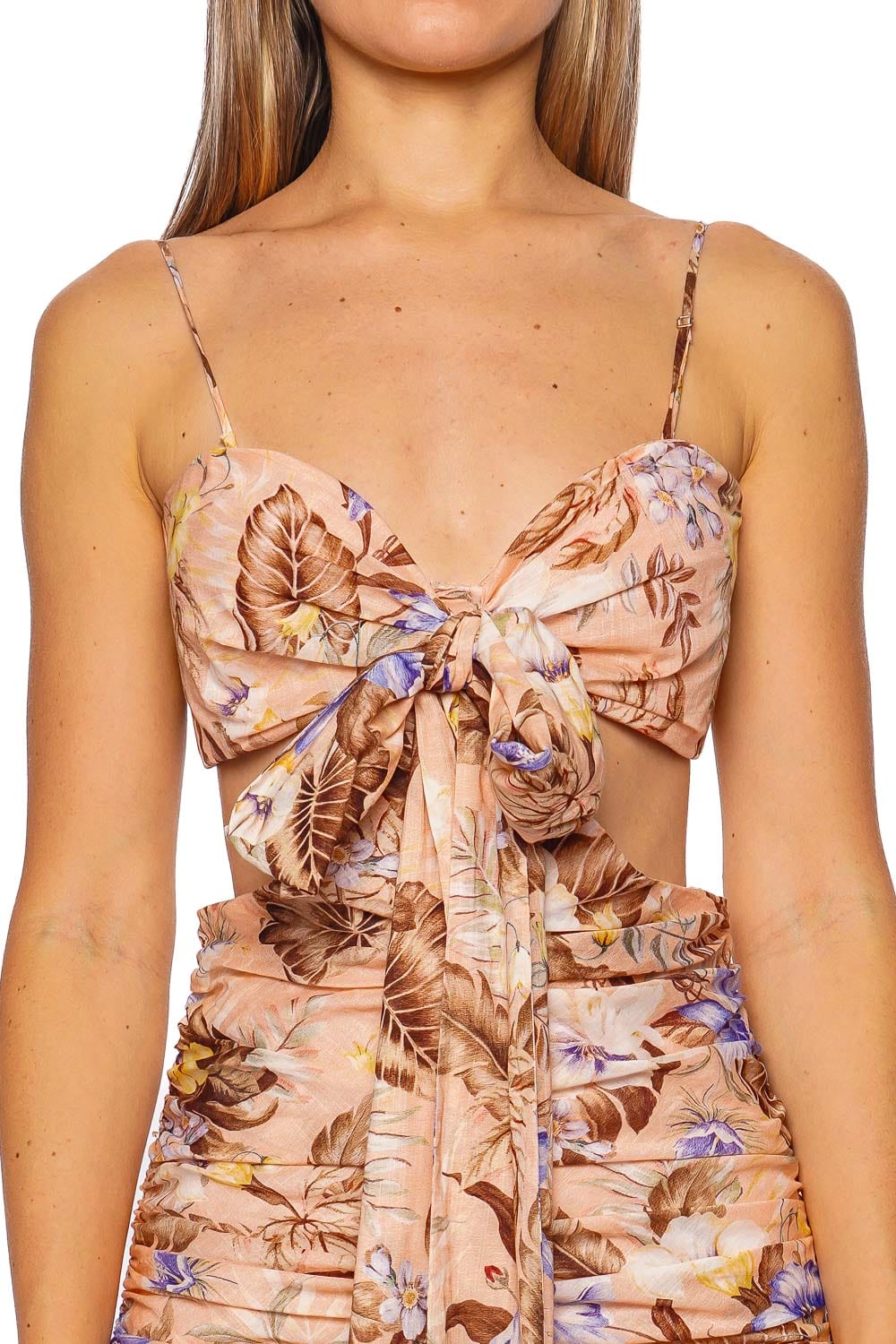 Coco Peach Floral Bow Front Mini Dress
