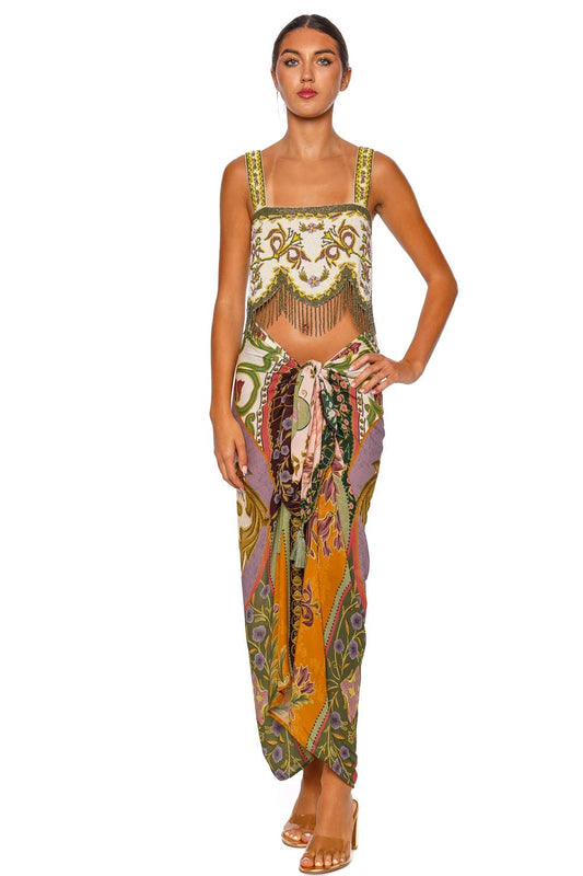 Aida Aura Beaded Fringe Crop Top