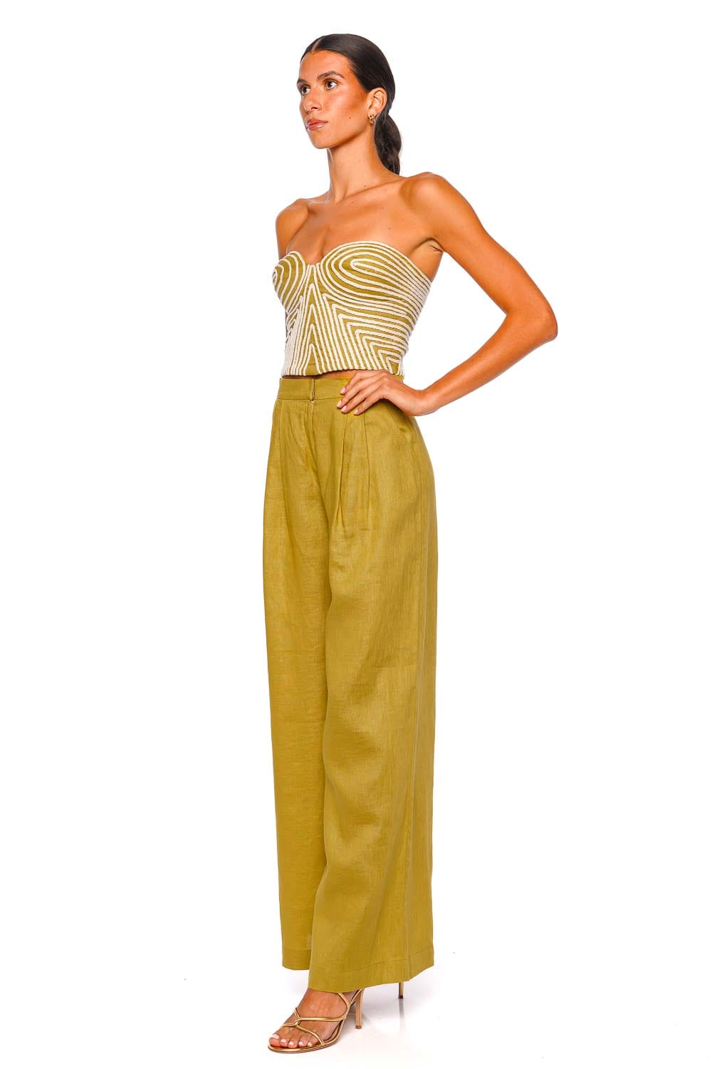 Y Limon Lime Strapless Crop Top