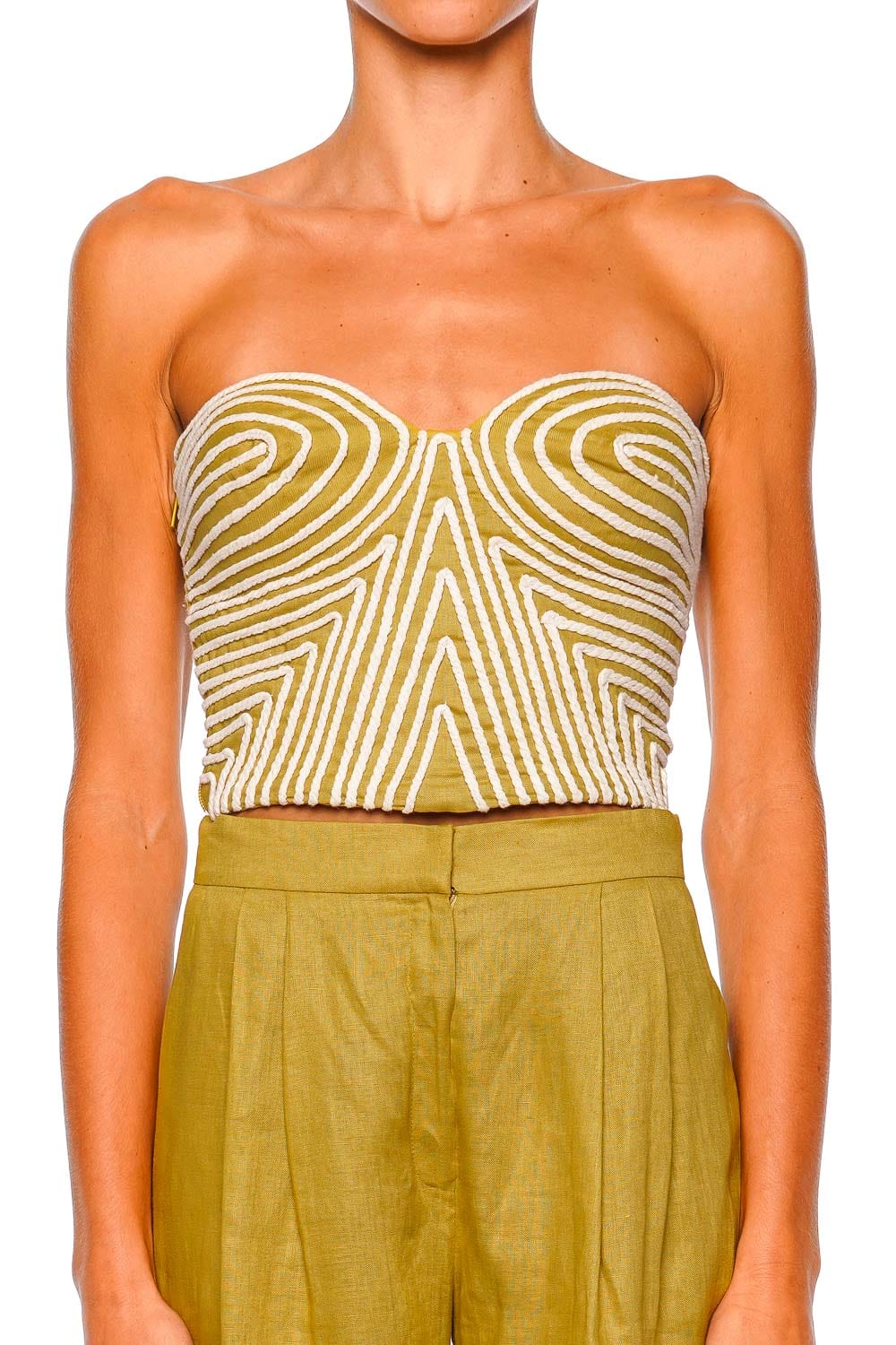 Y Limon Lime Strapless Crop Top