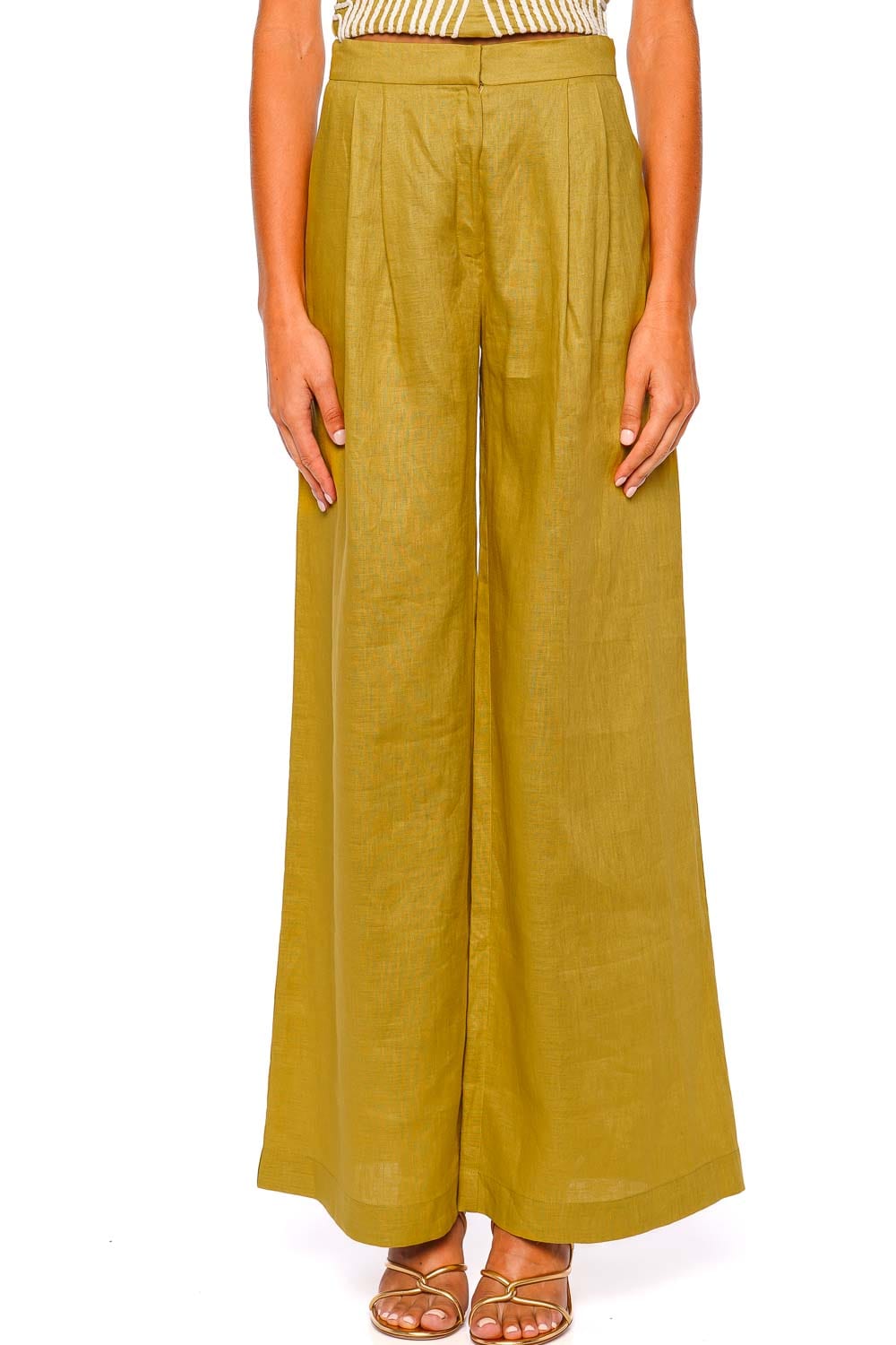Mucho Mucho Lime Linen Wide Leg Pant