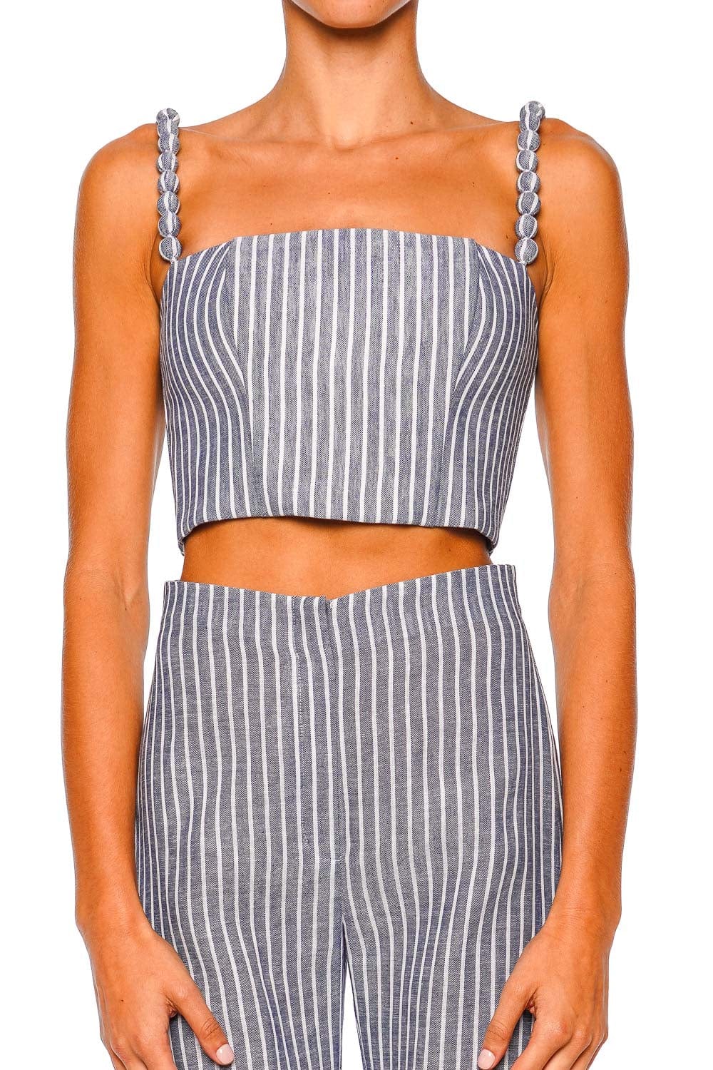 Esperame Striped Square Neck Crop Top