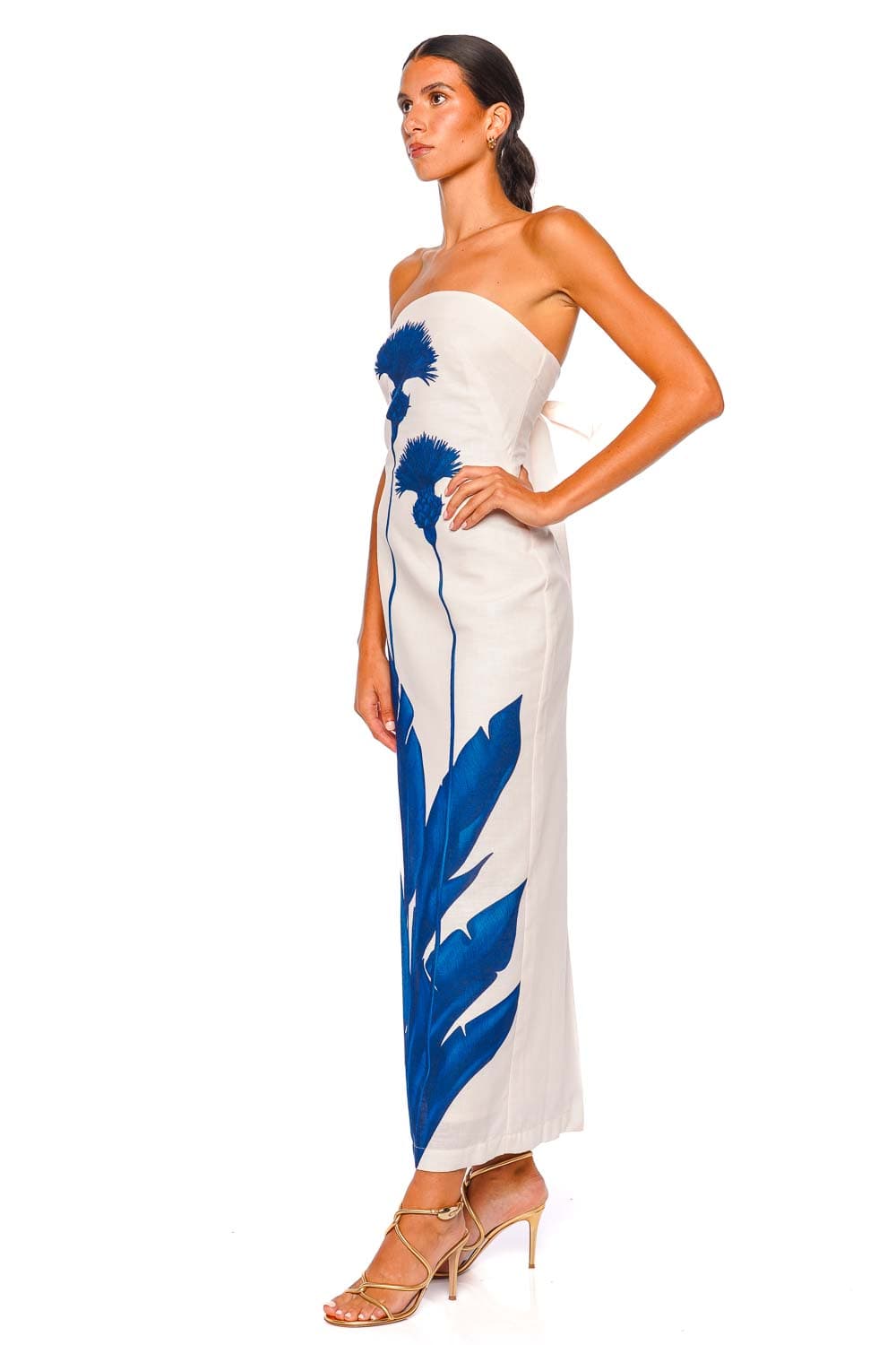 Costera Blue Dandelion Strapless Maxi Dress