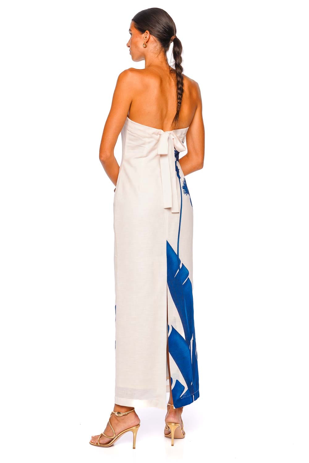 Costera Blue Dandelion Strapless Maxi Dress