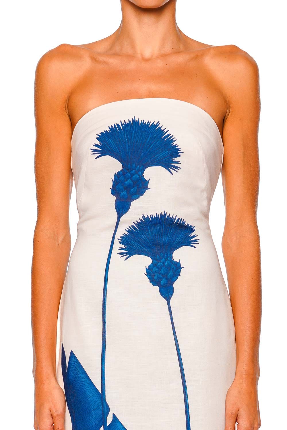 Costera Blue Dandelion Strapless Maxi Dress