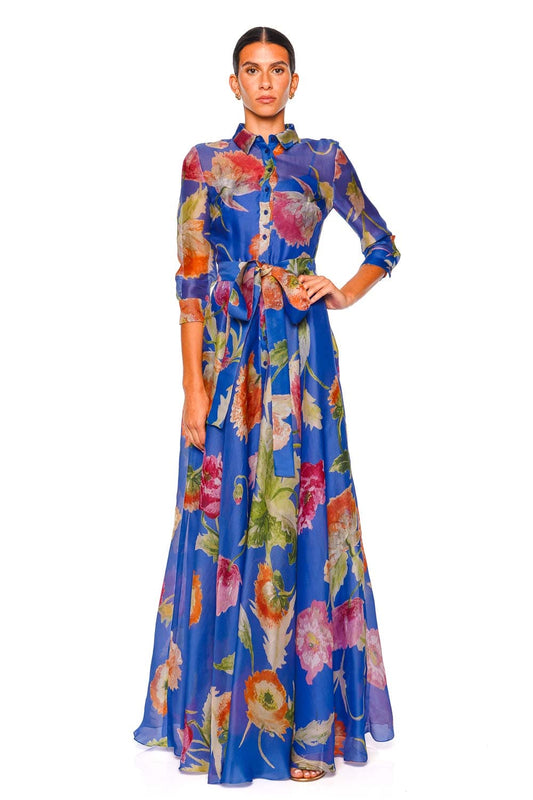 Bluebell Poppy Floral Belted Trench Gown