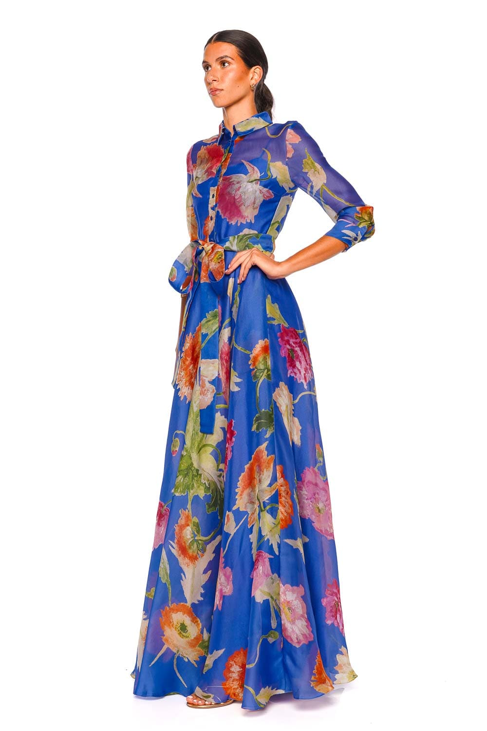 Bluebell Poppy Floral Belted Trench Gown