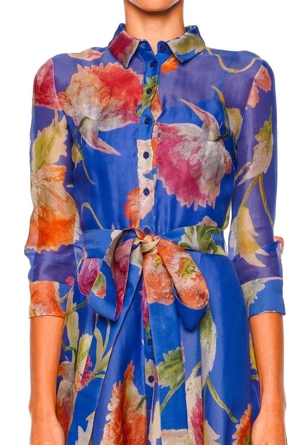 Bluebell Poppy Floral Belted Trench Gown
