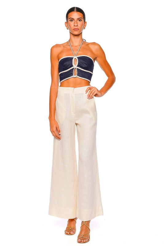 Agave Embellished Halter Cut Out Crop Top