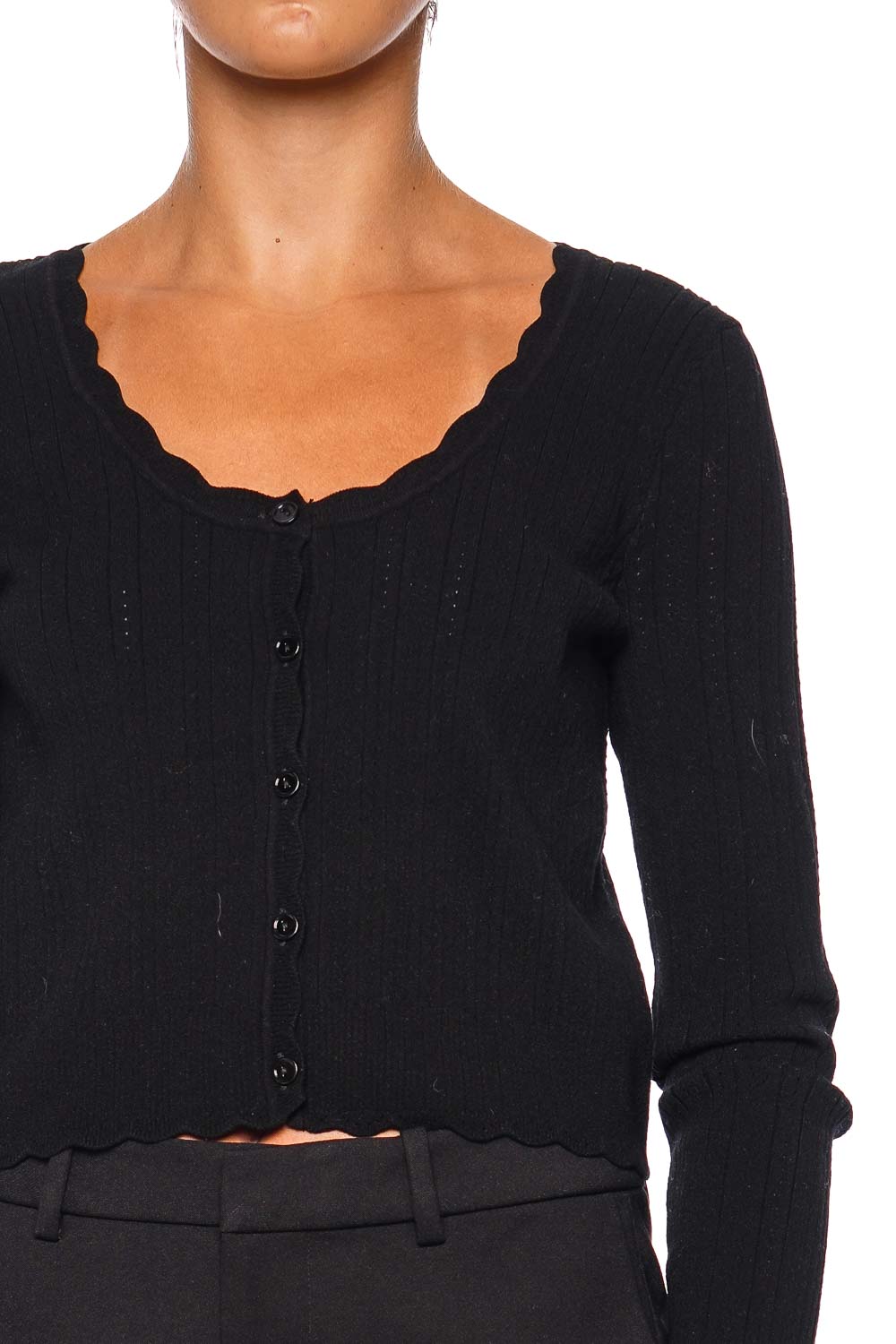 Martti Black Scalloped Knit Cardigan