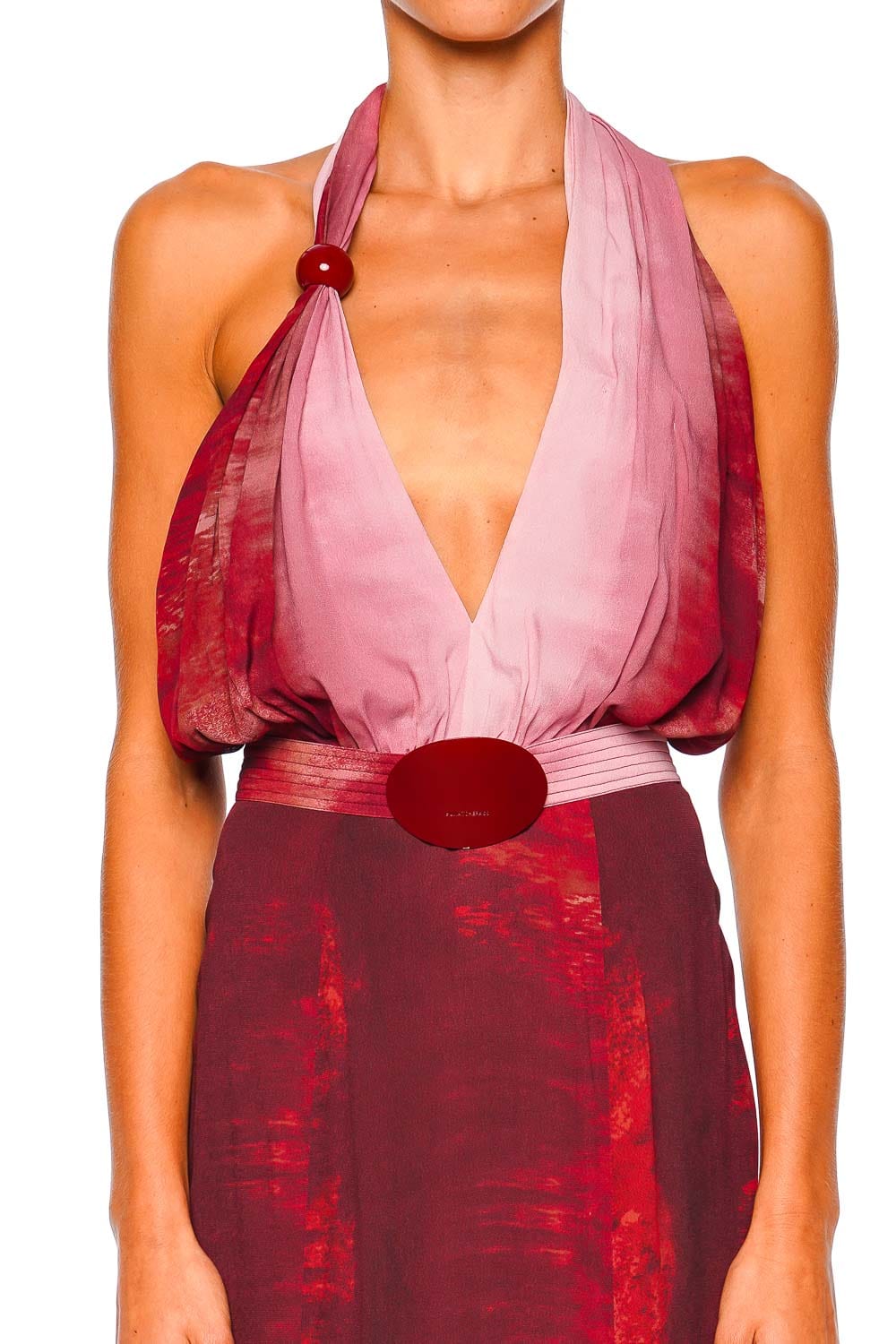 Raisa Degraded Red Halter Maxi Dress