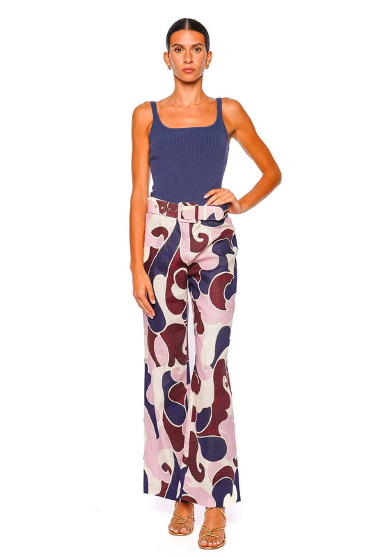 Mayflower Petal Wave Wide Leg Linen Pant
