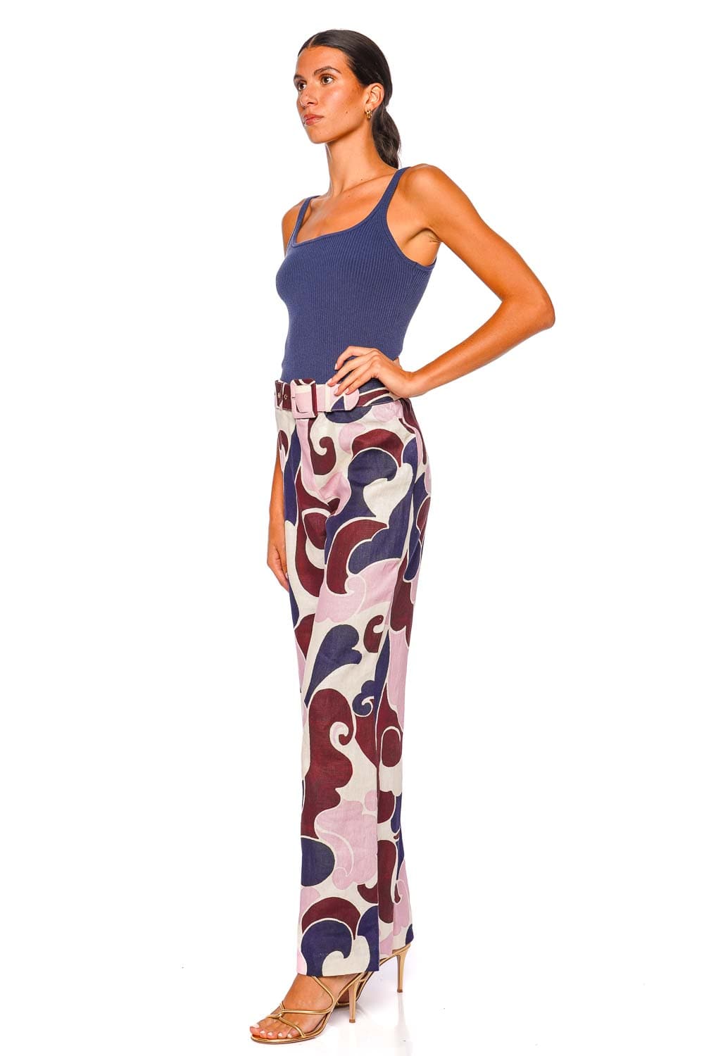 Mayflower Petal Wave Wide Leg Linen Pant