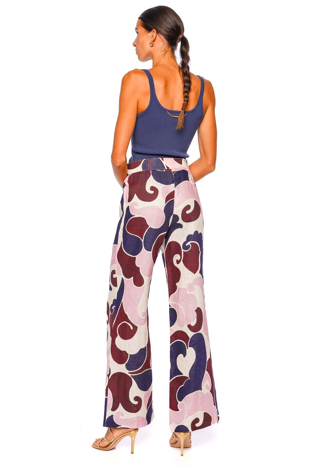Mayflower Petal Wave Wide Leg Linen Pant