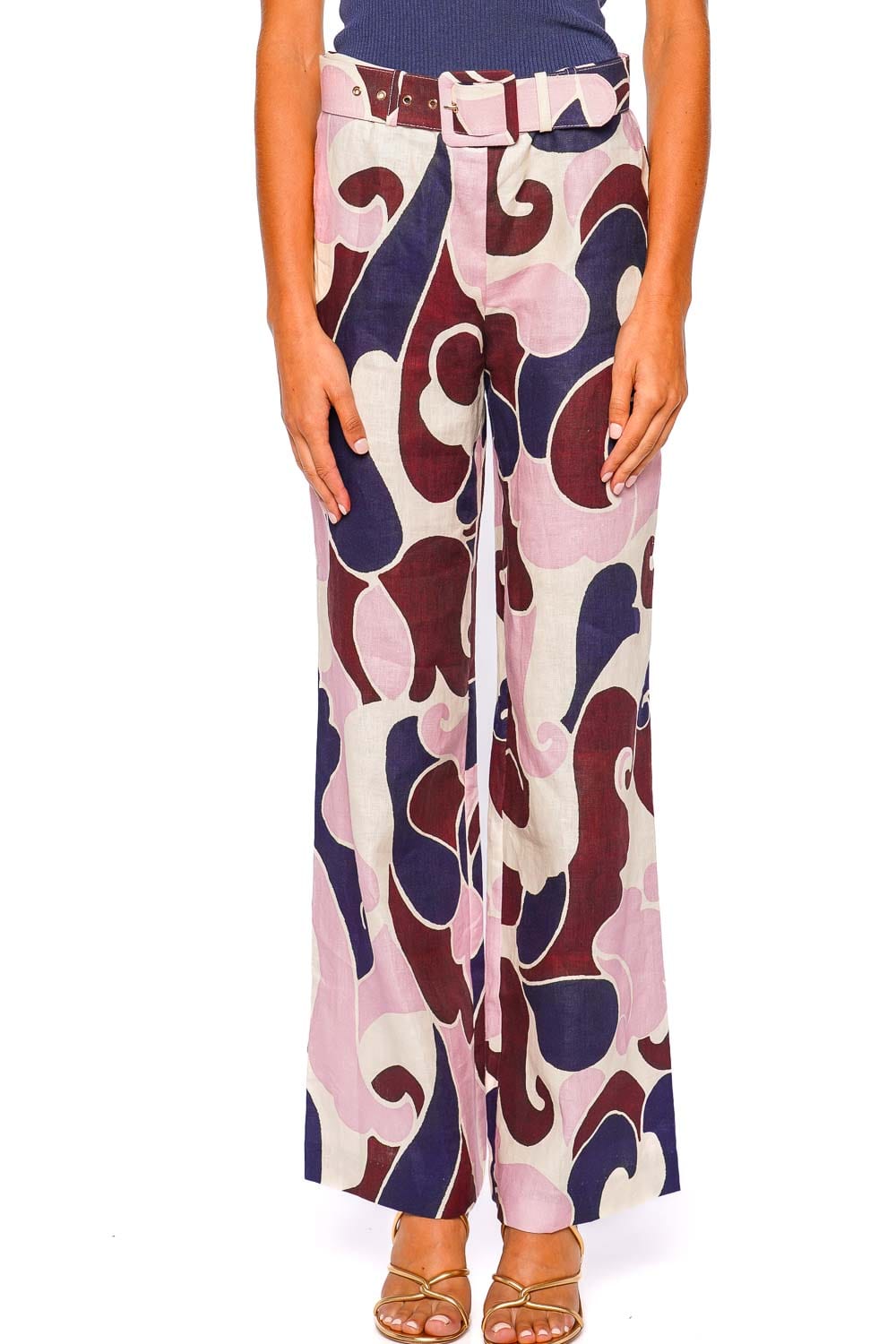 Mayflower Petal Wave Wide Leg Linen Pant