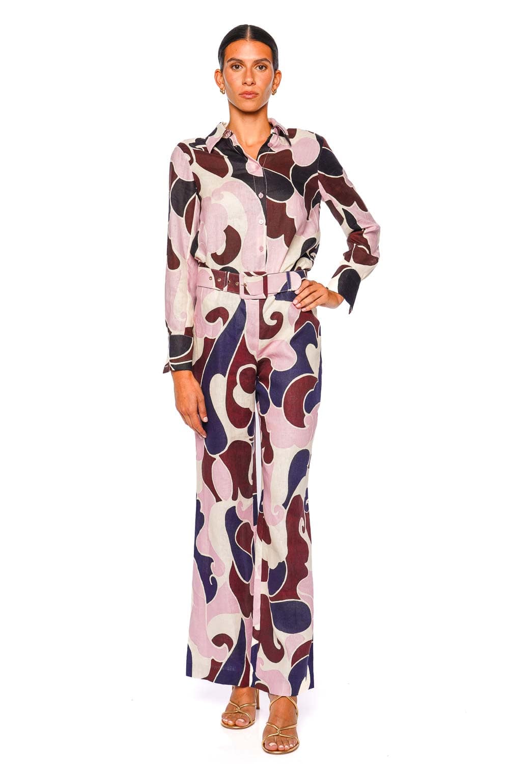 Mayflower Petal Wave Wide Leg Linen Pant
