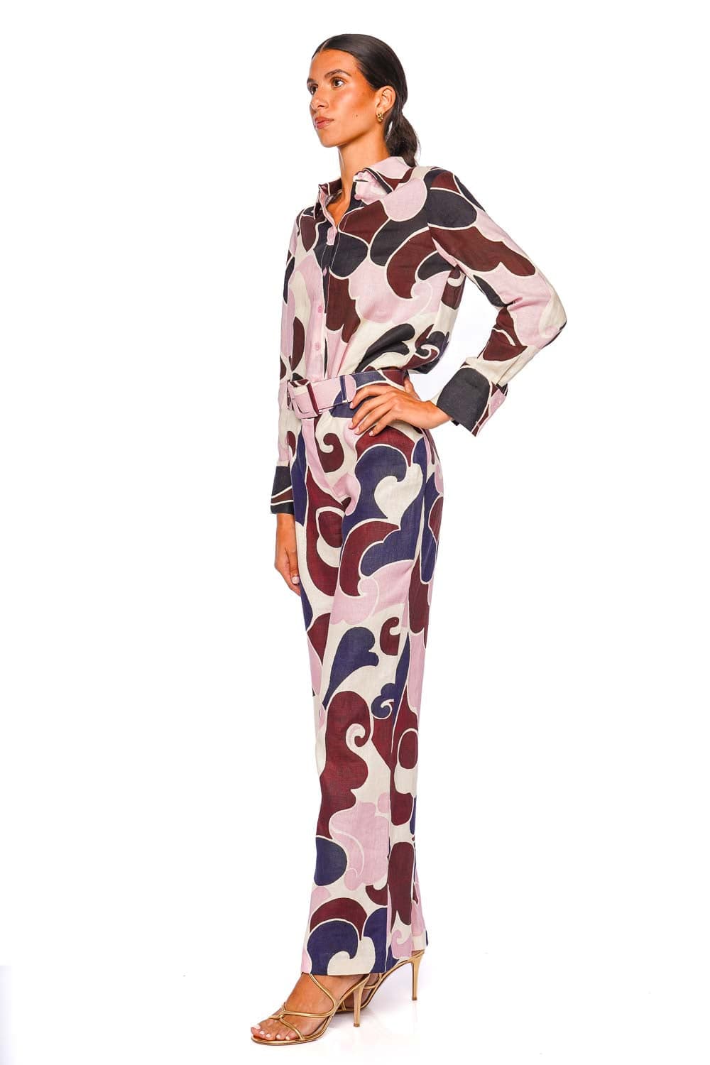 Mayflower Petal Wave Wide Leg Linen Pant