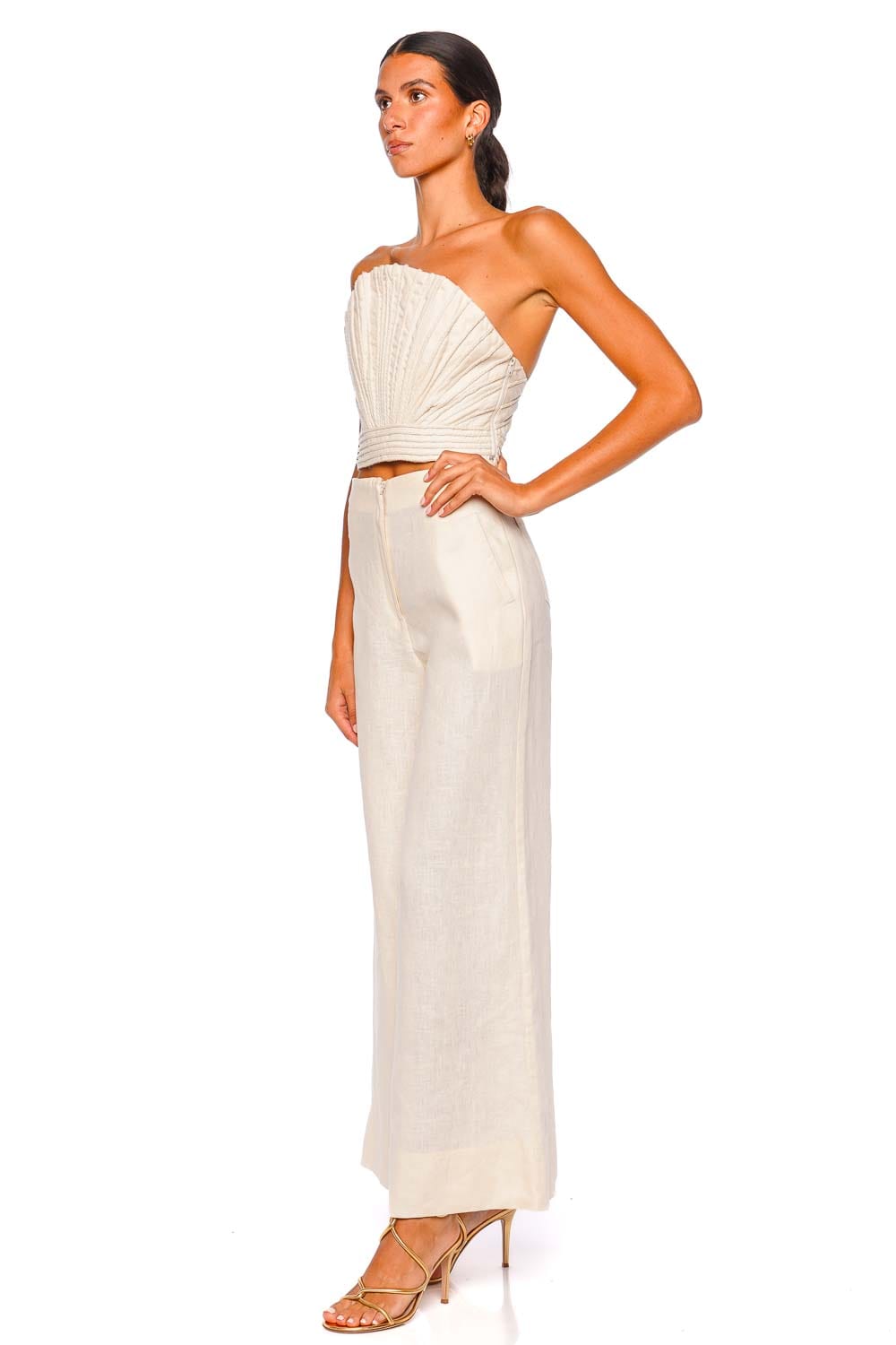 Copa Cabana Ivory Strapless Cropped Top