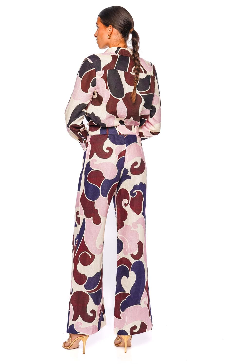Mayflower Petal Wave Wide Leg Linen Pant