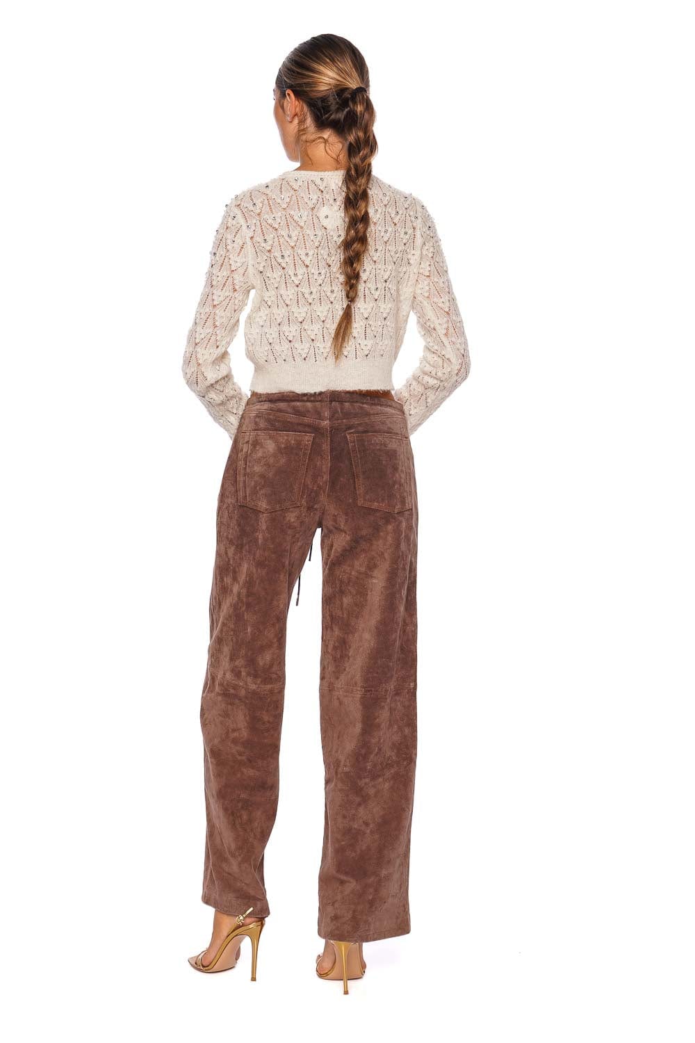 Cool Chocolate Suede Low Rise Jean