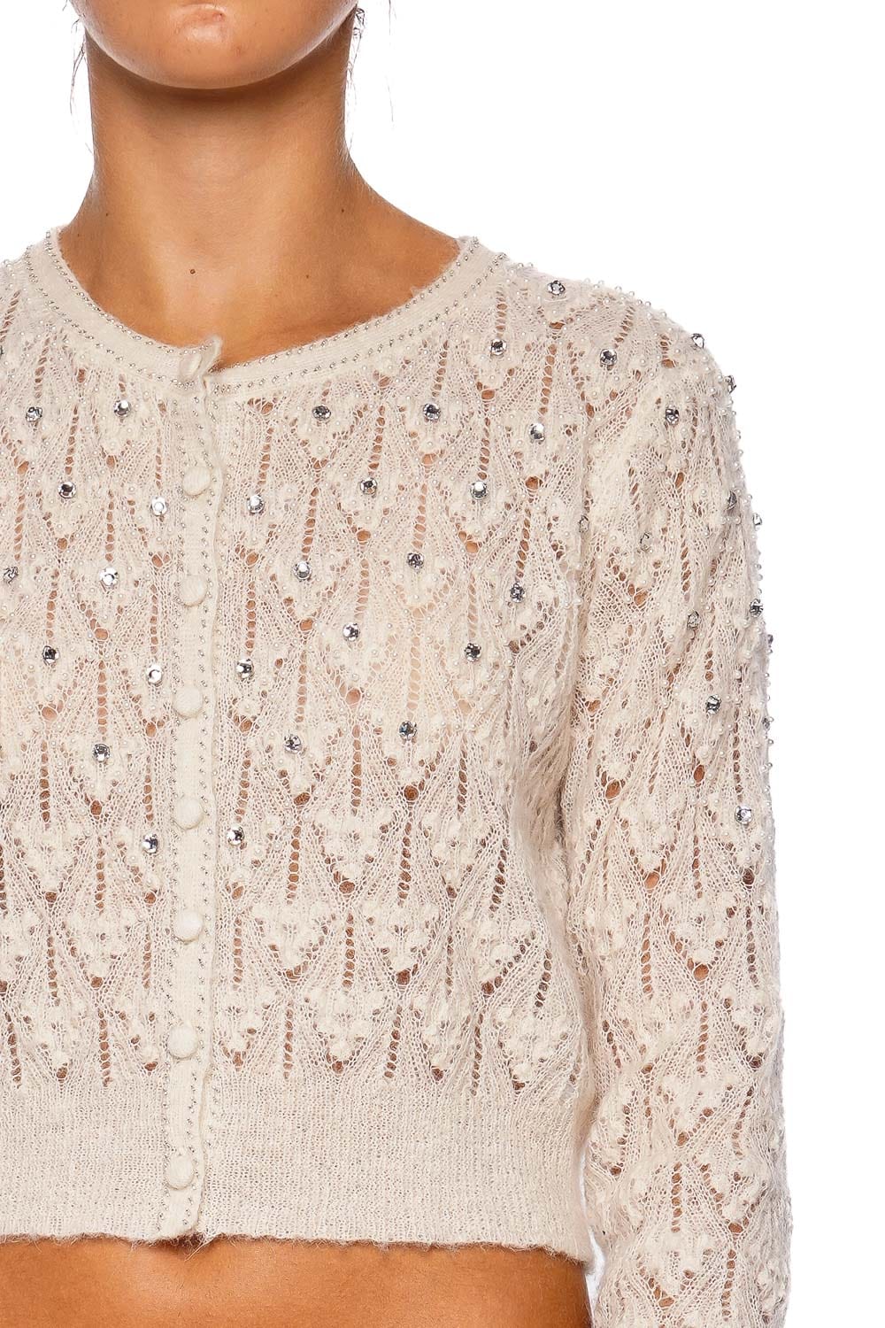 Calico Ivory Pearl Embellished Cardigan