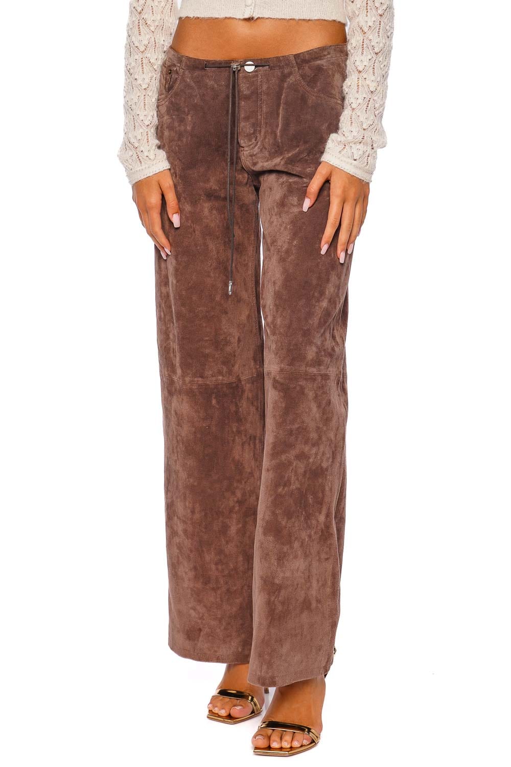 Cool Chocolate Suede Low Rise Jean