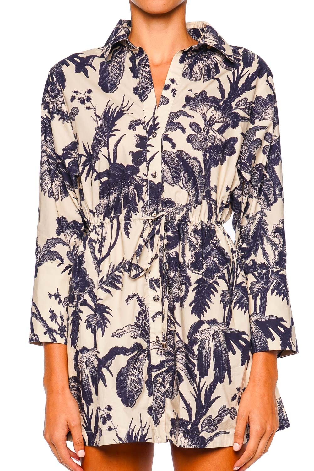 Henry Floral Cotton Drawstring Mini Dress
