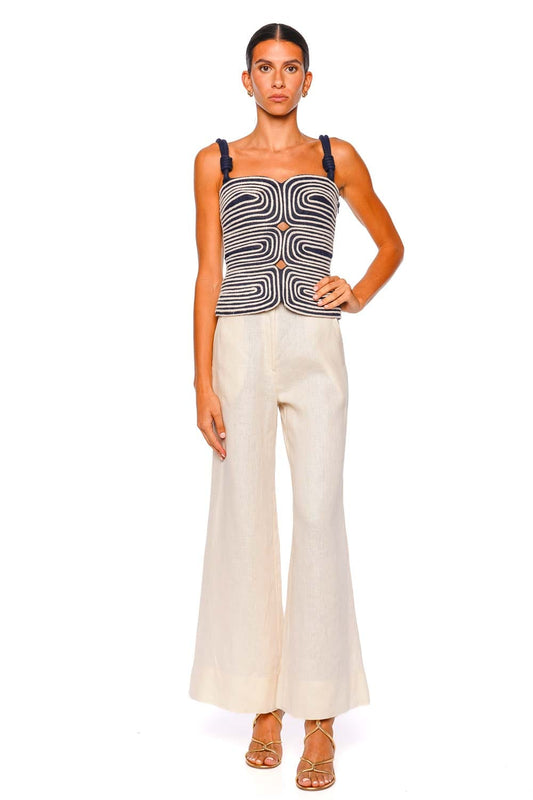 Marea Navy Embellished Cut Out Top