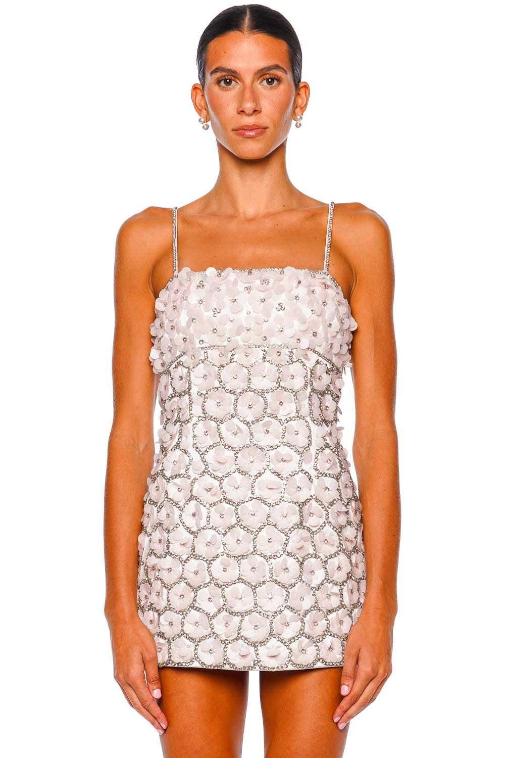 Katarina Crystal Rose Embellished Mini Dress