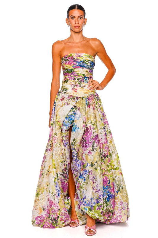 Dahlia Lavandula Rushed Strapless Gown
