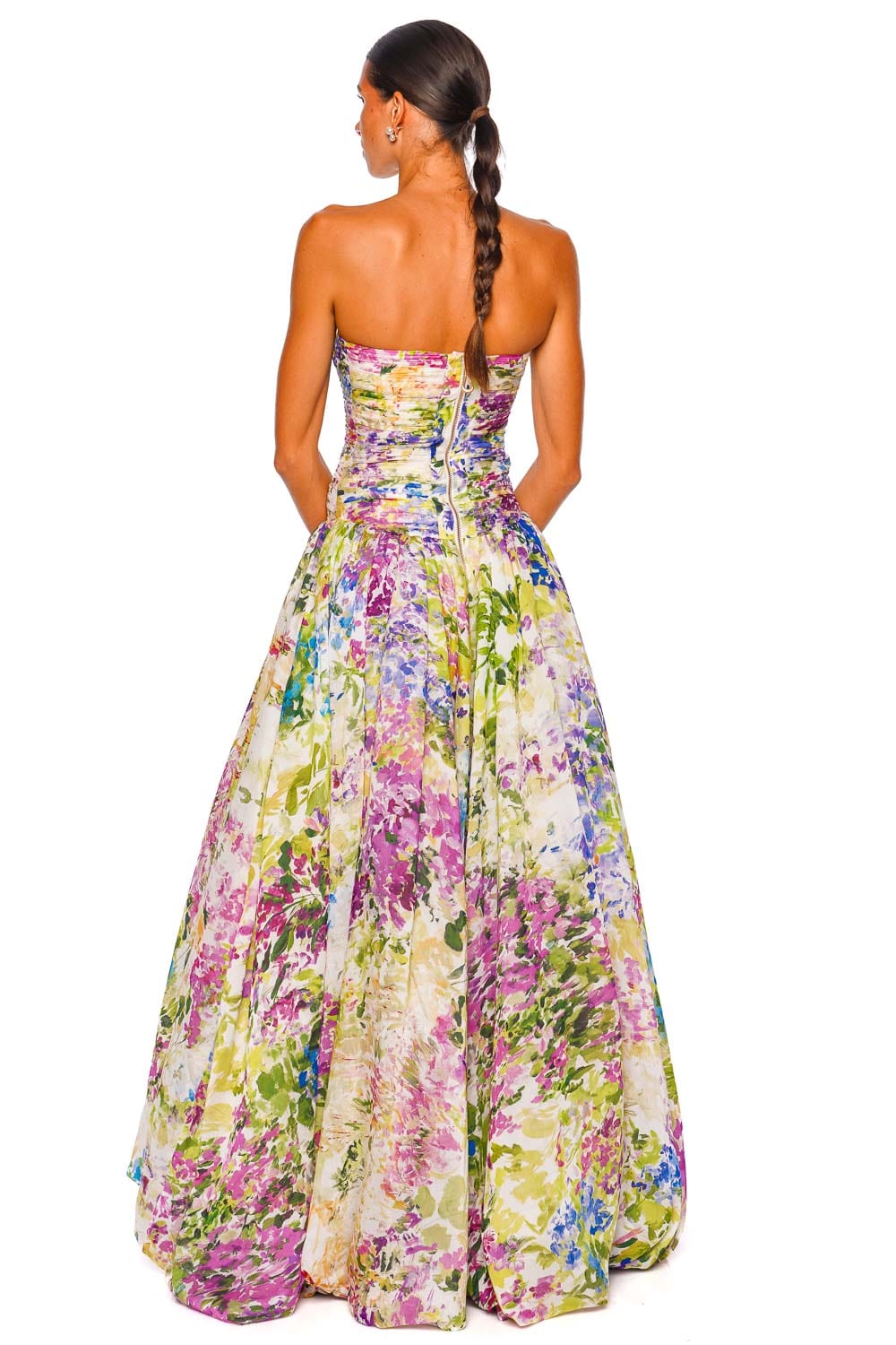 Dahlia Lavandula Rushed Strapless Gown