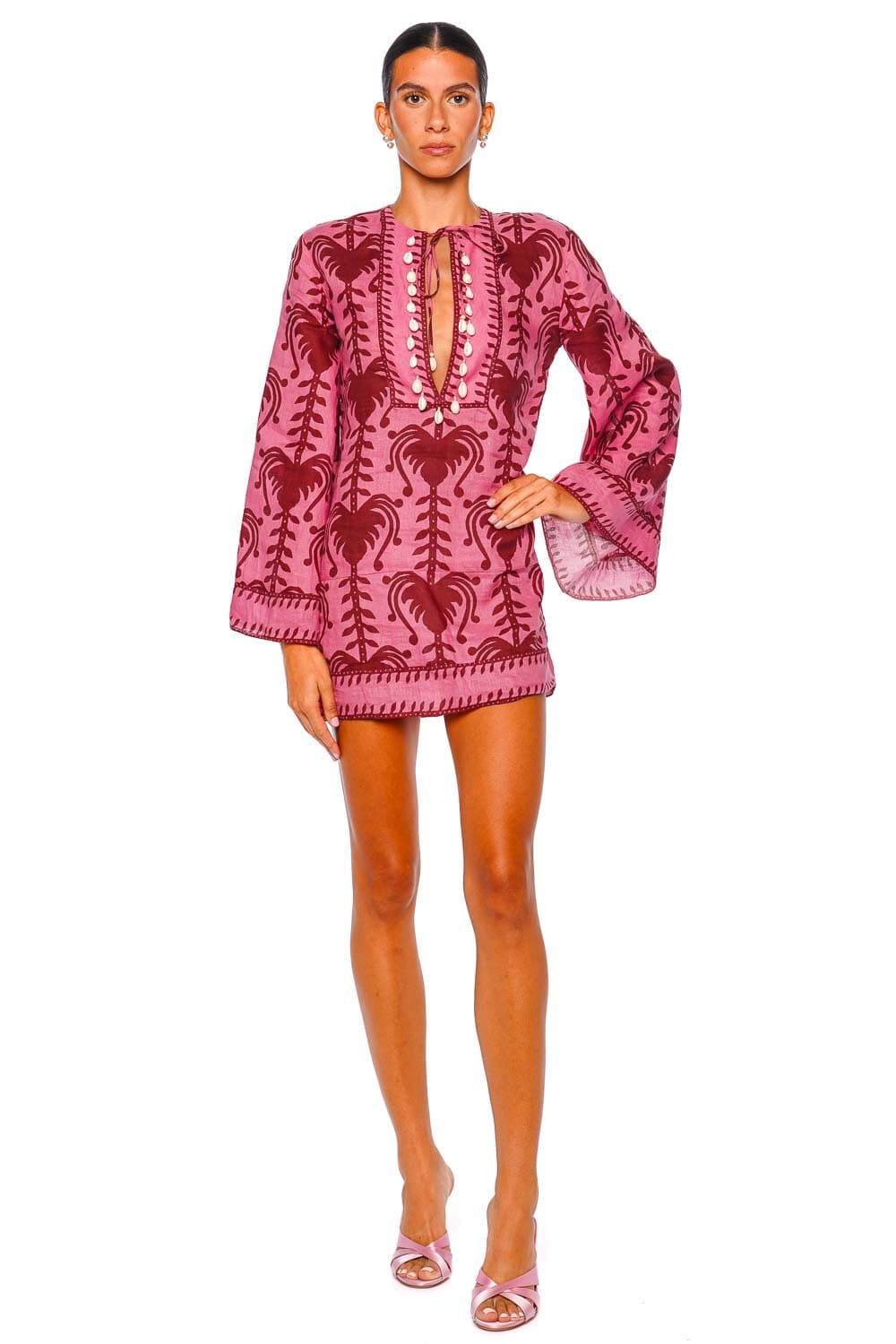 Wild Savannah Pink Bell Sleeve Tunic Dress