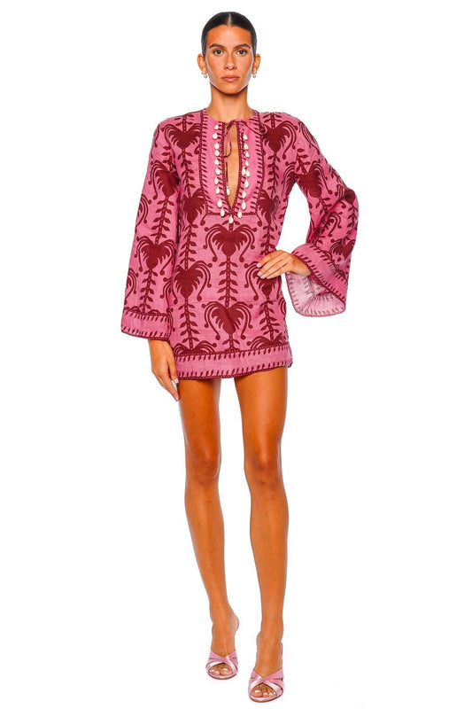 Wild Savannah Pink Bell Sleeve Tunic Dress