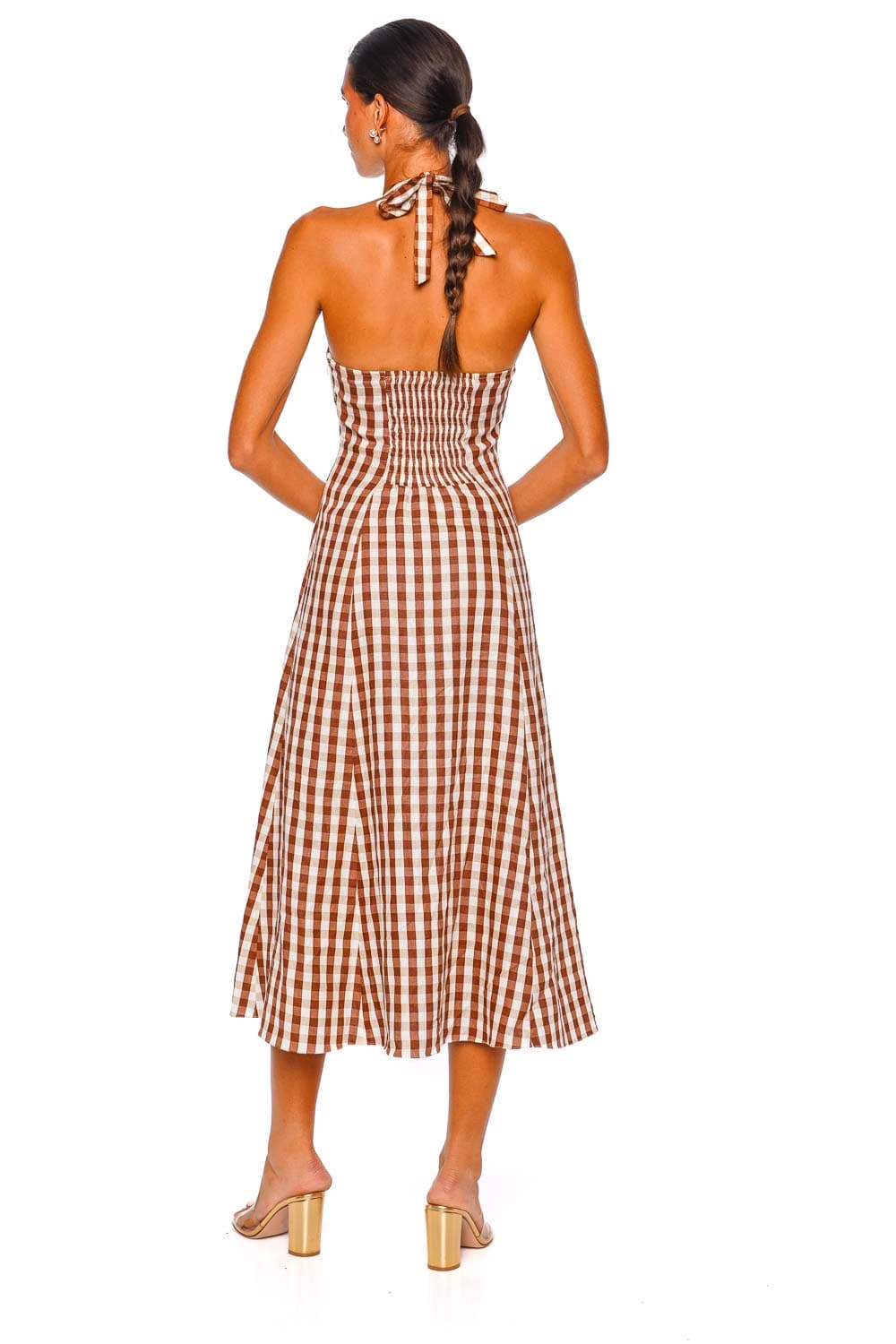 Marais Gingham Cedar Halter Midi Dress