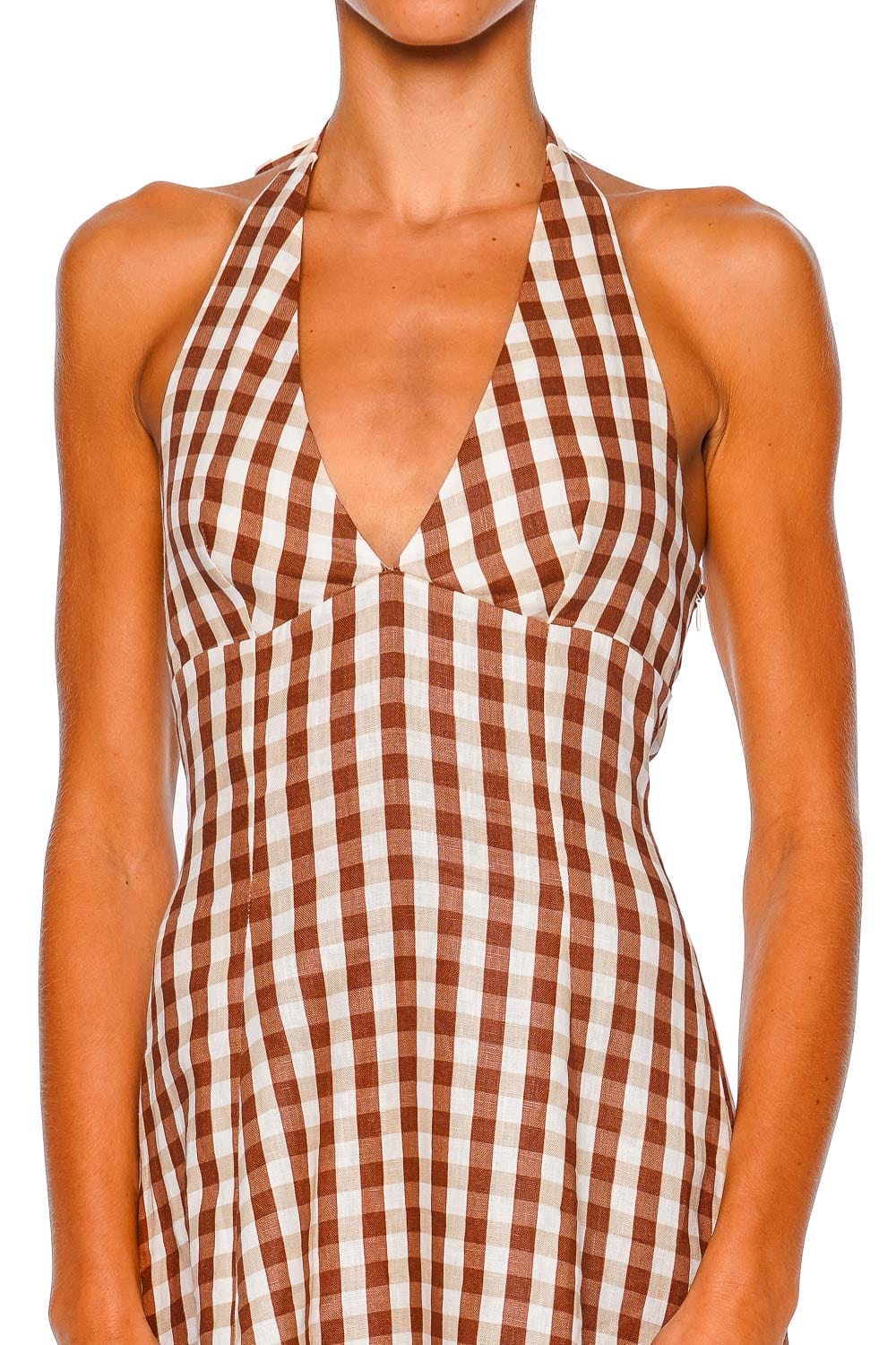 Marais Gingham Cedar Halter Midi Dress