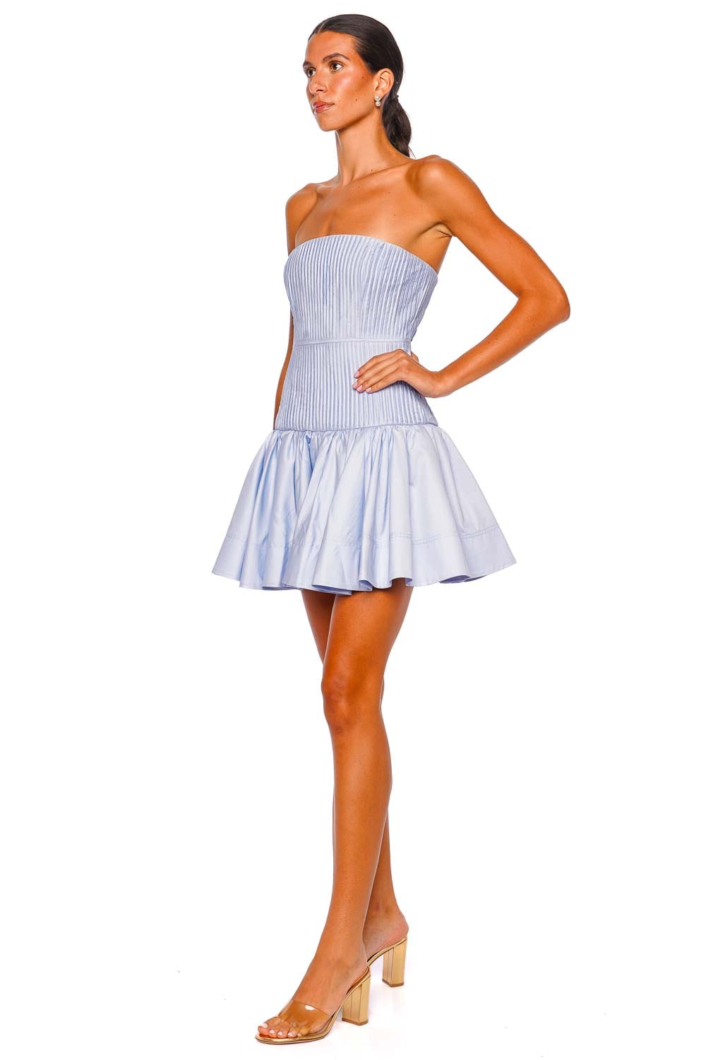 Vacation Pleated Strapless Mini Dress