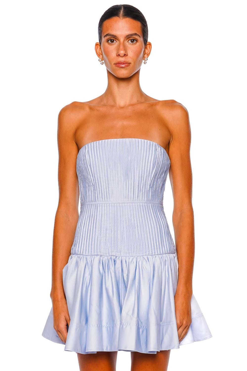 Vacation Pleated Strapless Mini Dress